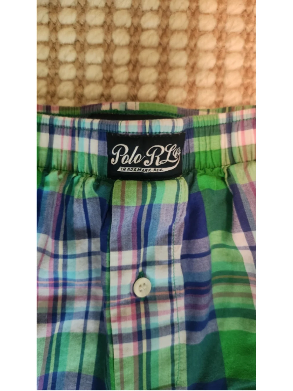 Polo Ralph Lauren Men's Plaid Boxer Shorts Size Large Green Blue Pink Pony Cotto